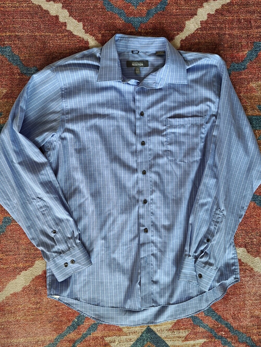 Kenneth Cole Reaction Blue Striped Men's Dress Shirt